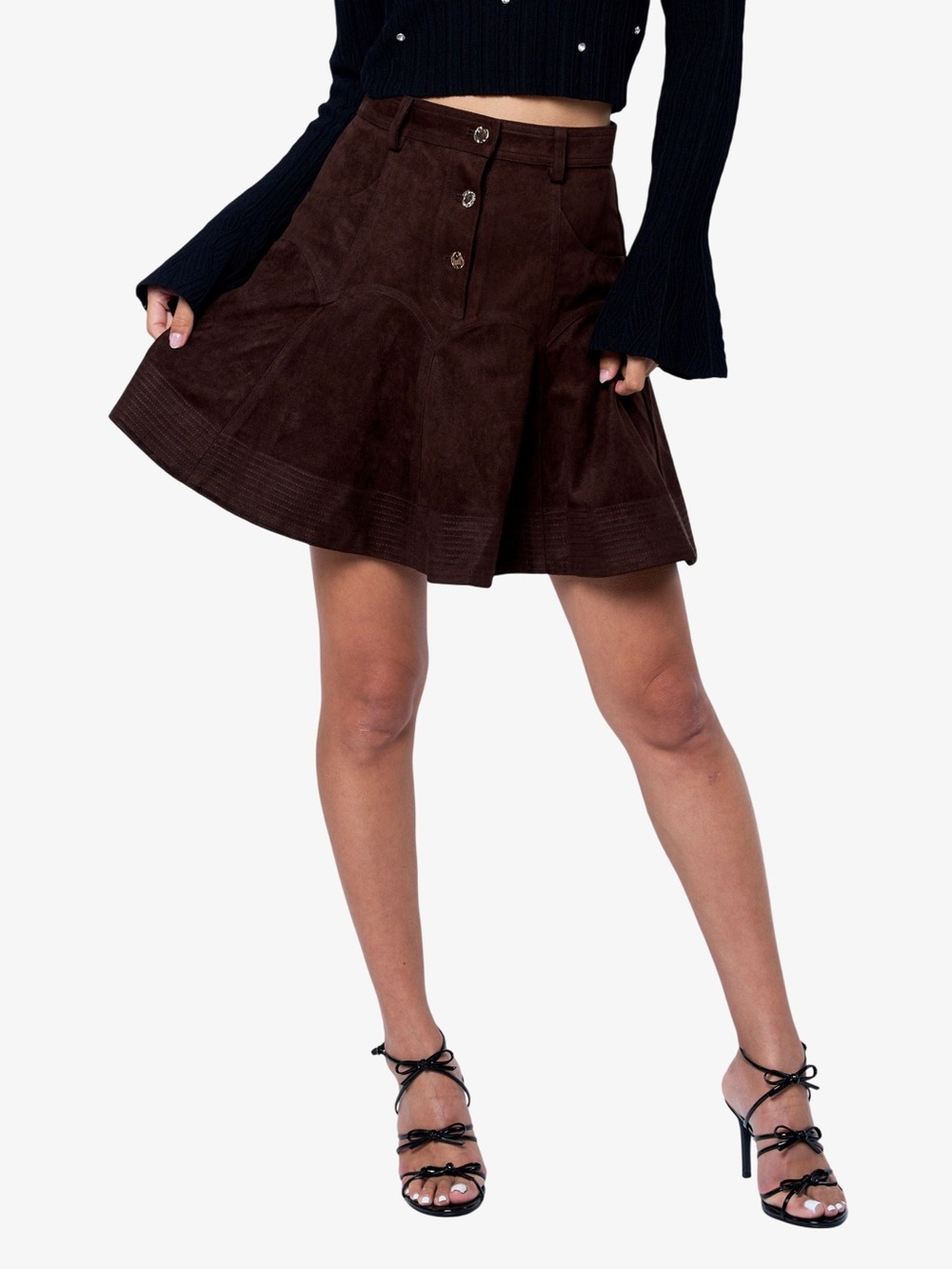 Ciebon Tiffany High Waisted Fauz Suede Skirt, size S